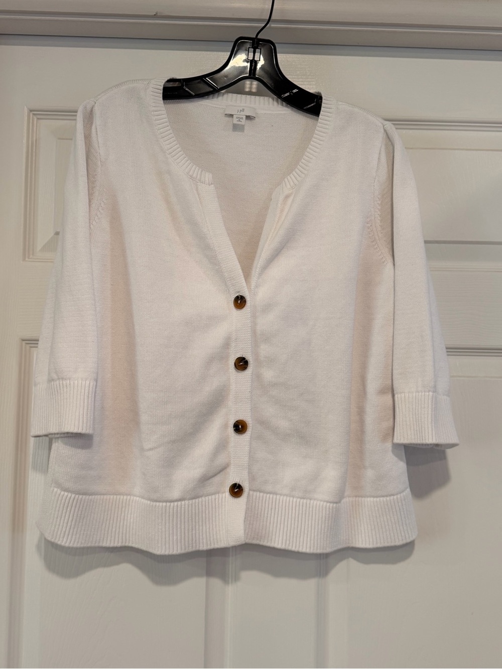 J. Jill White Button-Front Cotton Blend Sweater Cardigan XL Petite #442